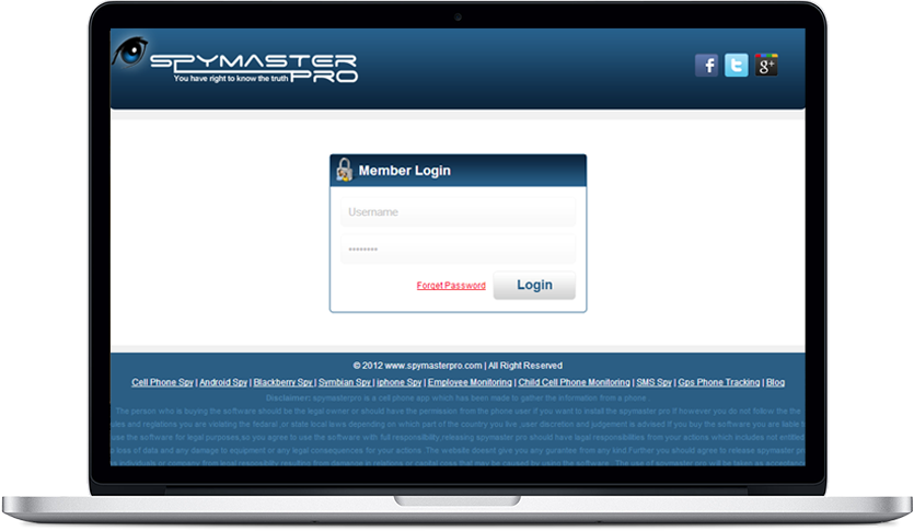Faça o login no Spymaster Pro assim Faça o login no Spymaster Pro assim