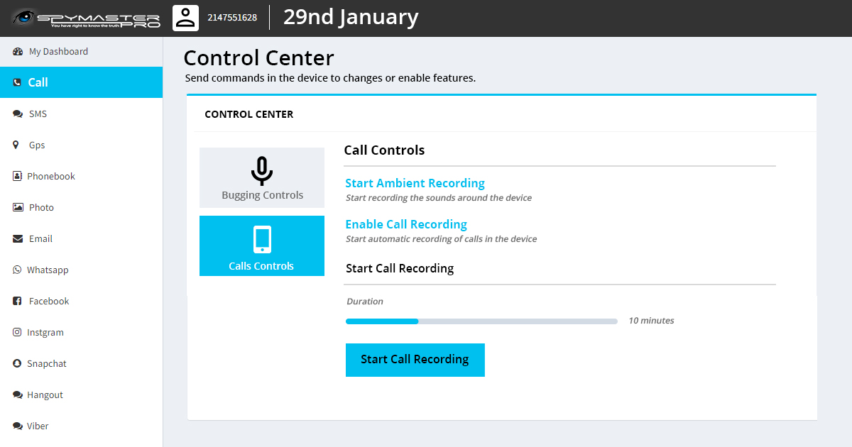 Can Spymaster Pro record calls