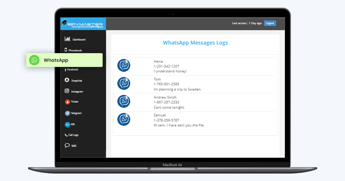 Tieni traccia dei messaggi di WhatsApp con Spy App