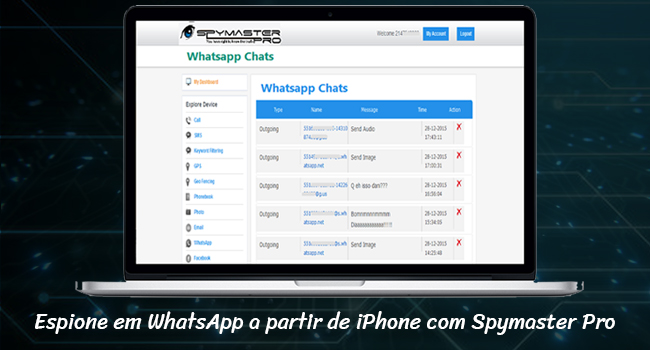 Espione em WhatsApp a partir de iPhone com Spymaster Pro